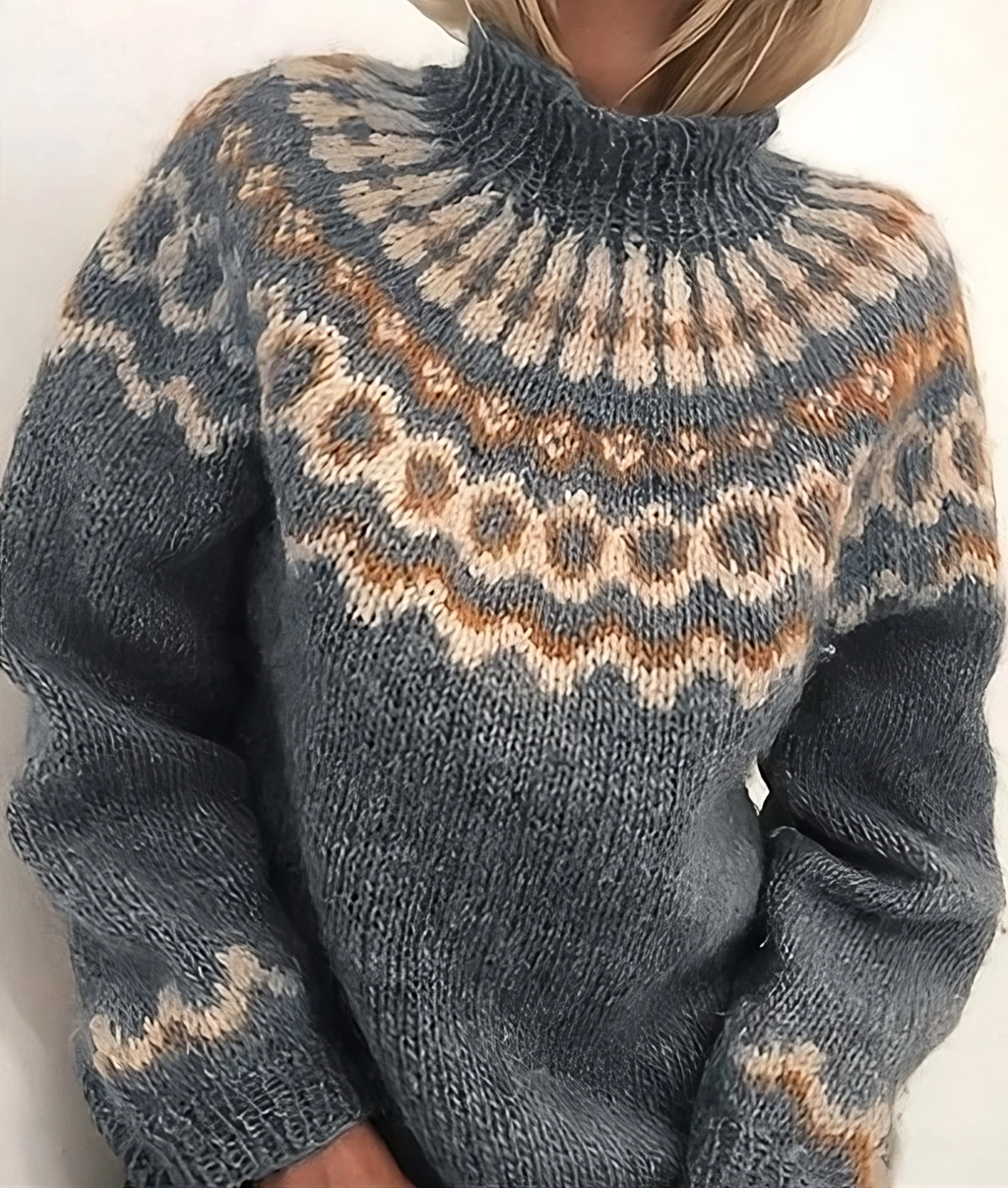 Helena – Gemusterter Damen Kaschmir-Strickpullover