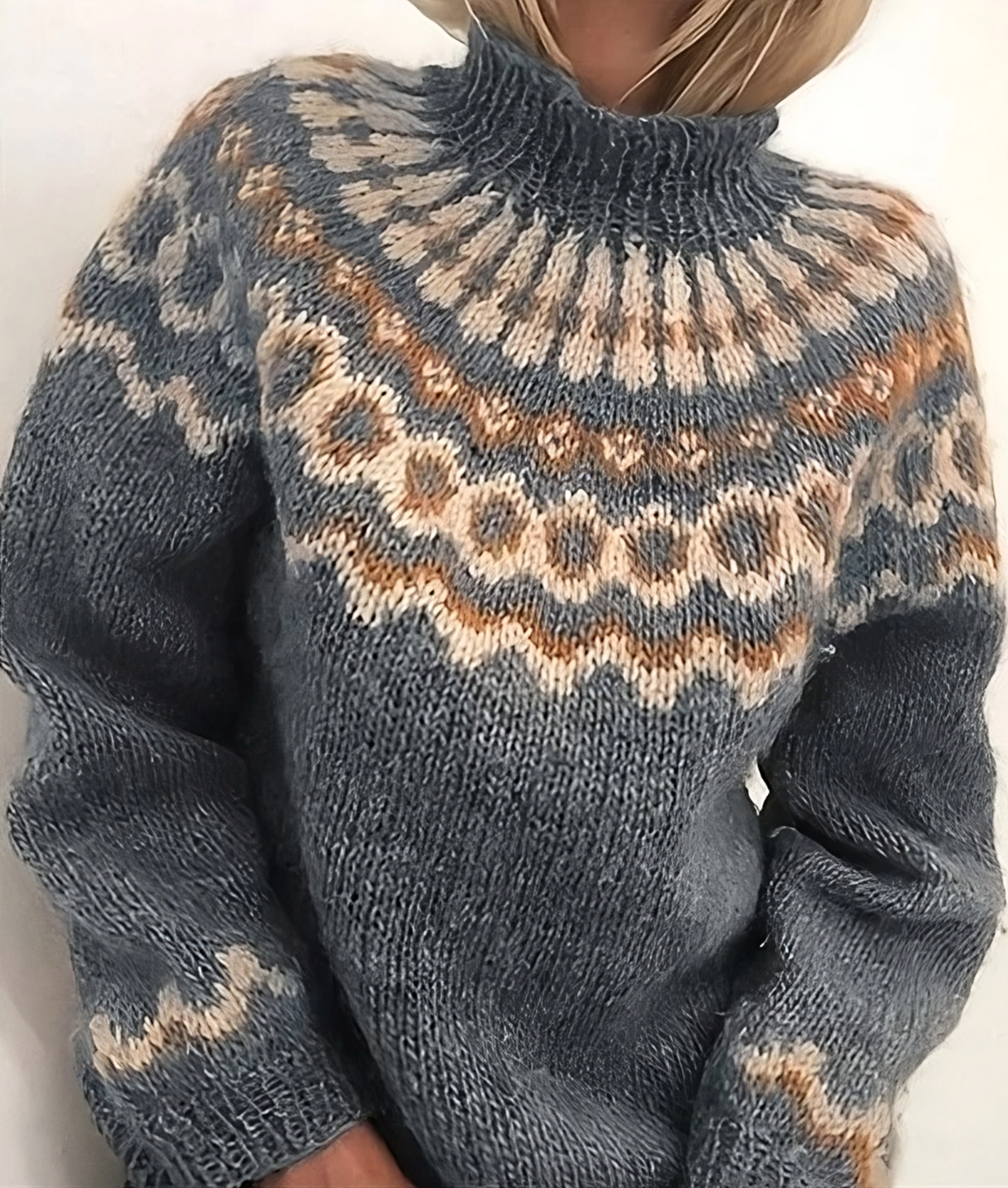 Helena – Gemusterter Damen Kaschmir-Strickpullover