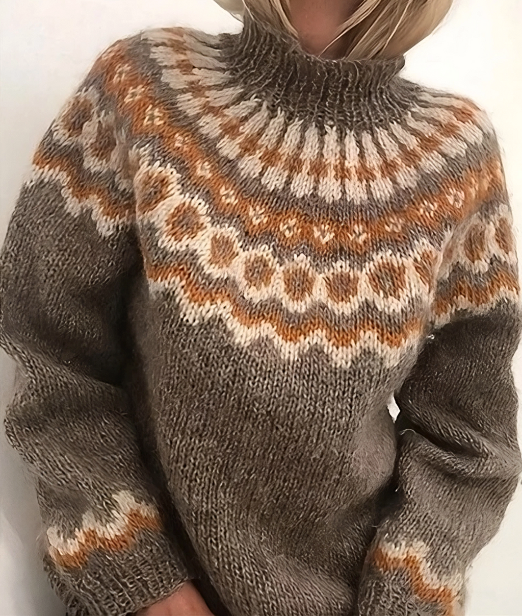 Helena – Gemusterter Damen Kaschmir-Strickpullover