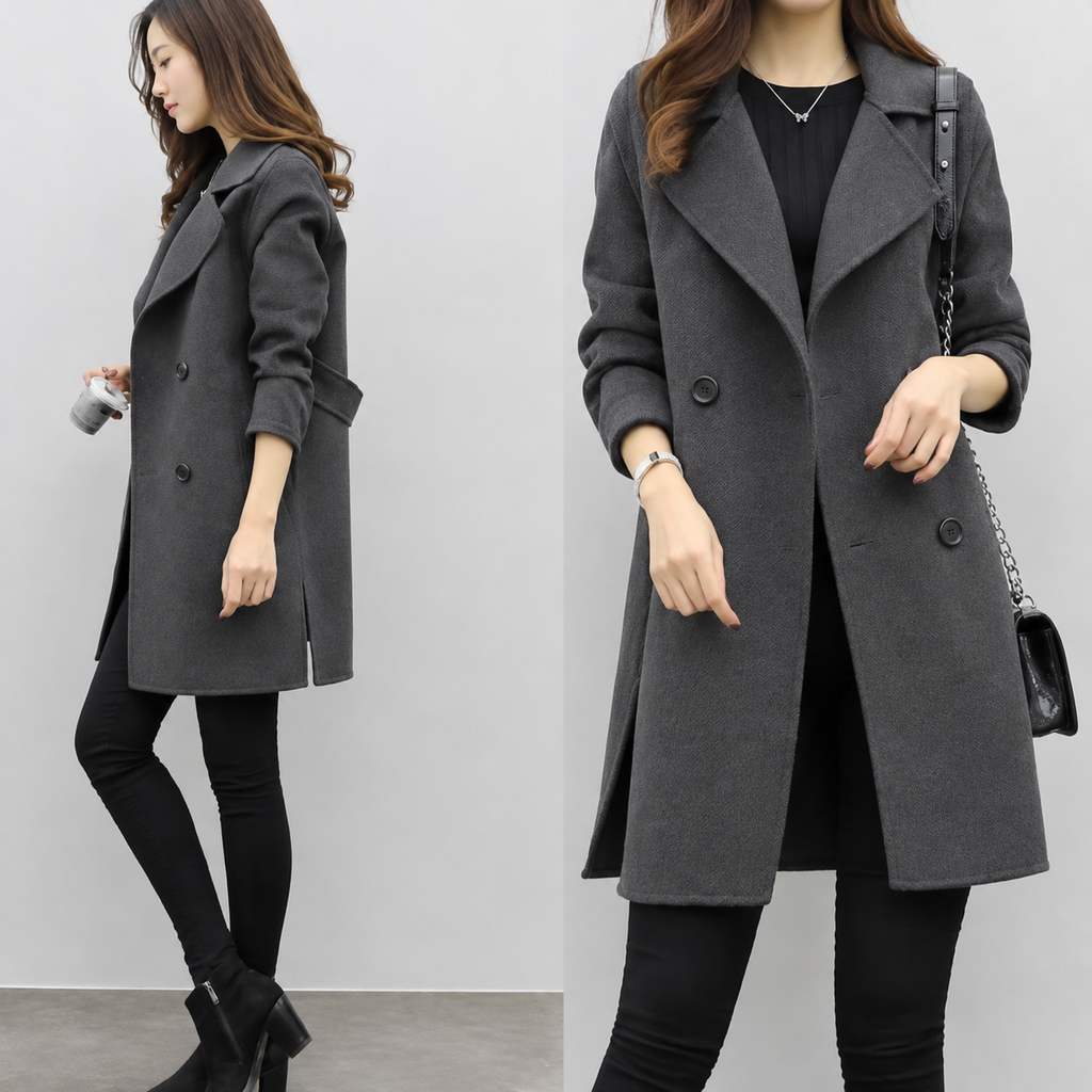 Damen Jacke mit breitem Revers und doppelter Knopfleiste