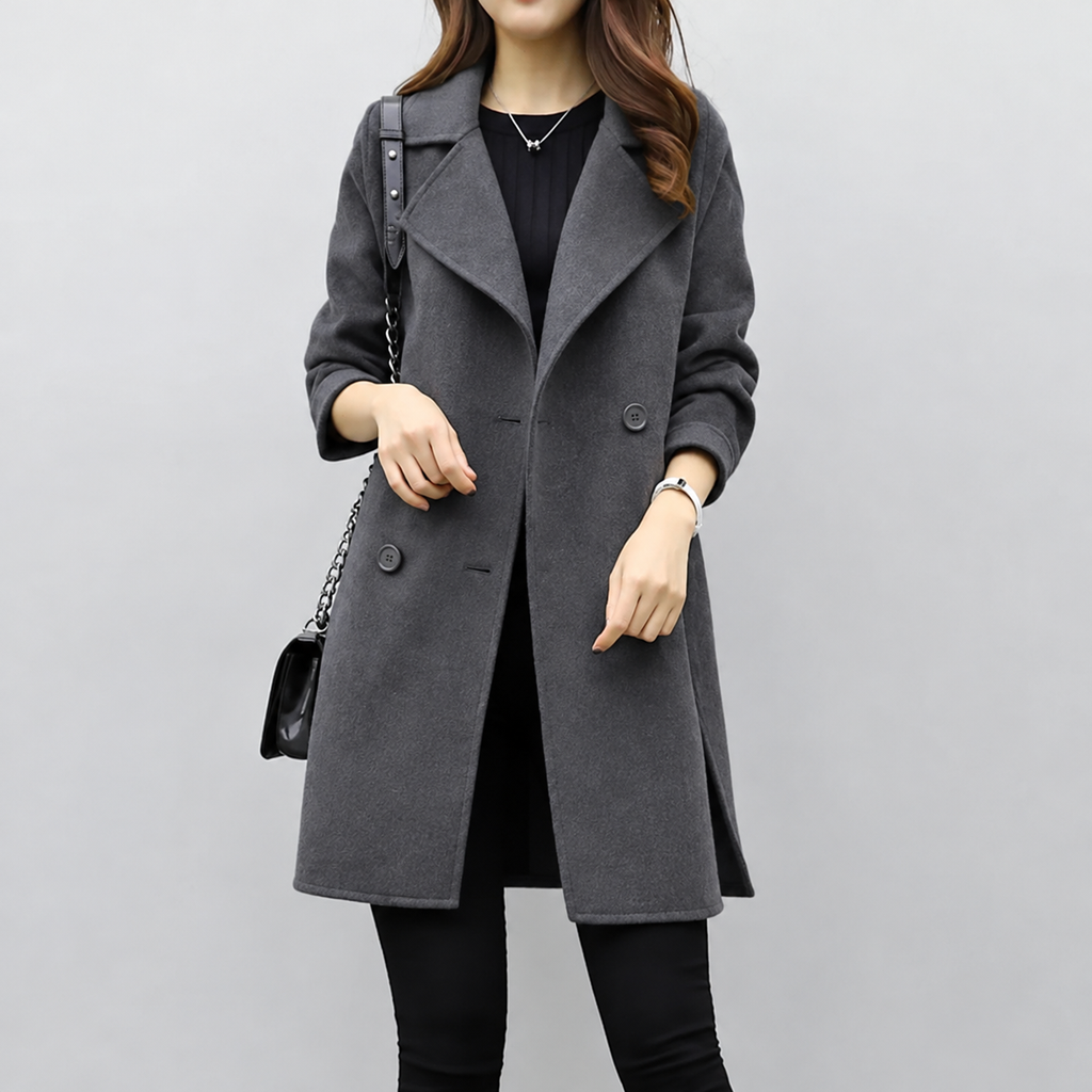 Damen Jacke mit breitem Revers und doppelter Knopfleiste