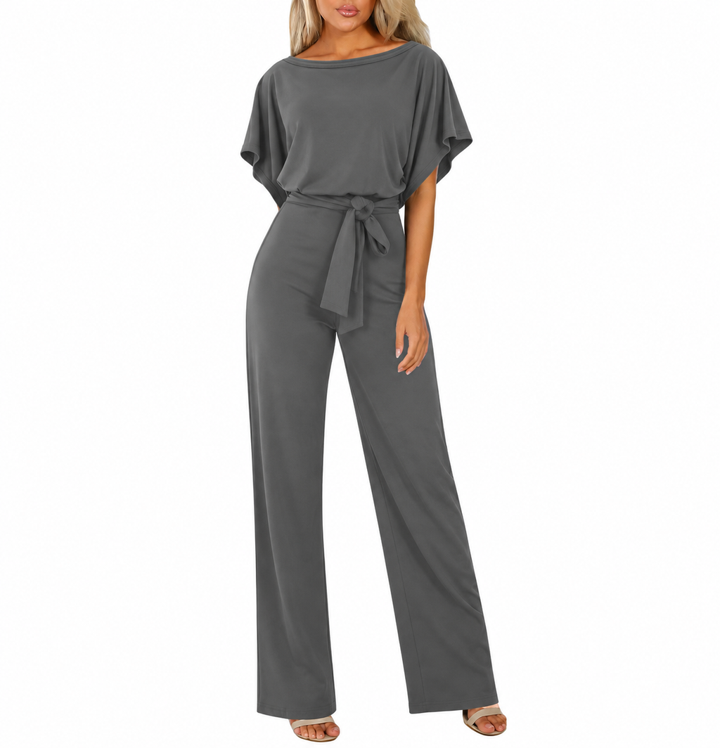 Damen Jumpsuit mit Taillengürtel und weitem Bein