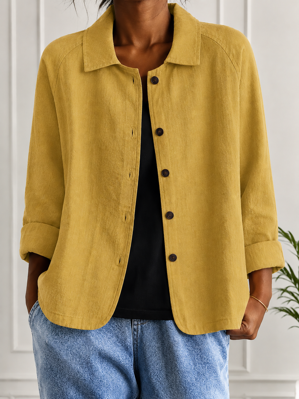 Damenjacke mit lässigem Schnitt und praktischen Knöpfen - 38 - Annoboutique