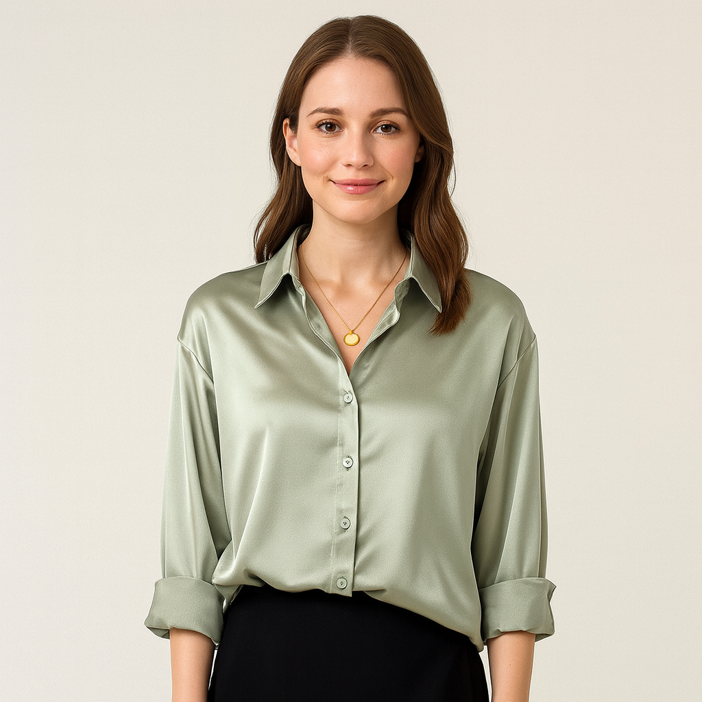 Martina – Damen Satinbluse Mit Klassischem Schnitt