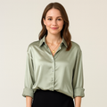 Martina – Damen Satinbluse Mit Klassischem Schnitt