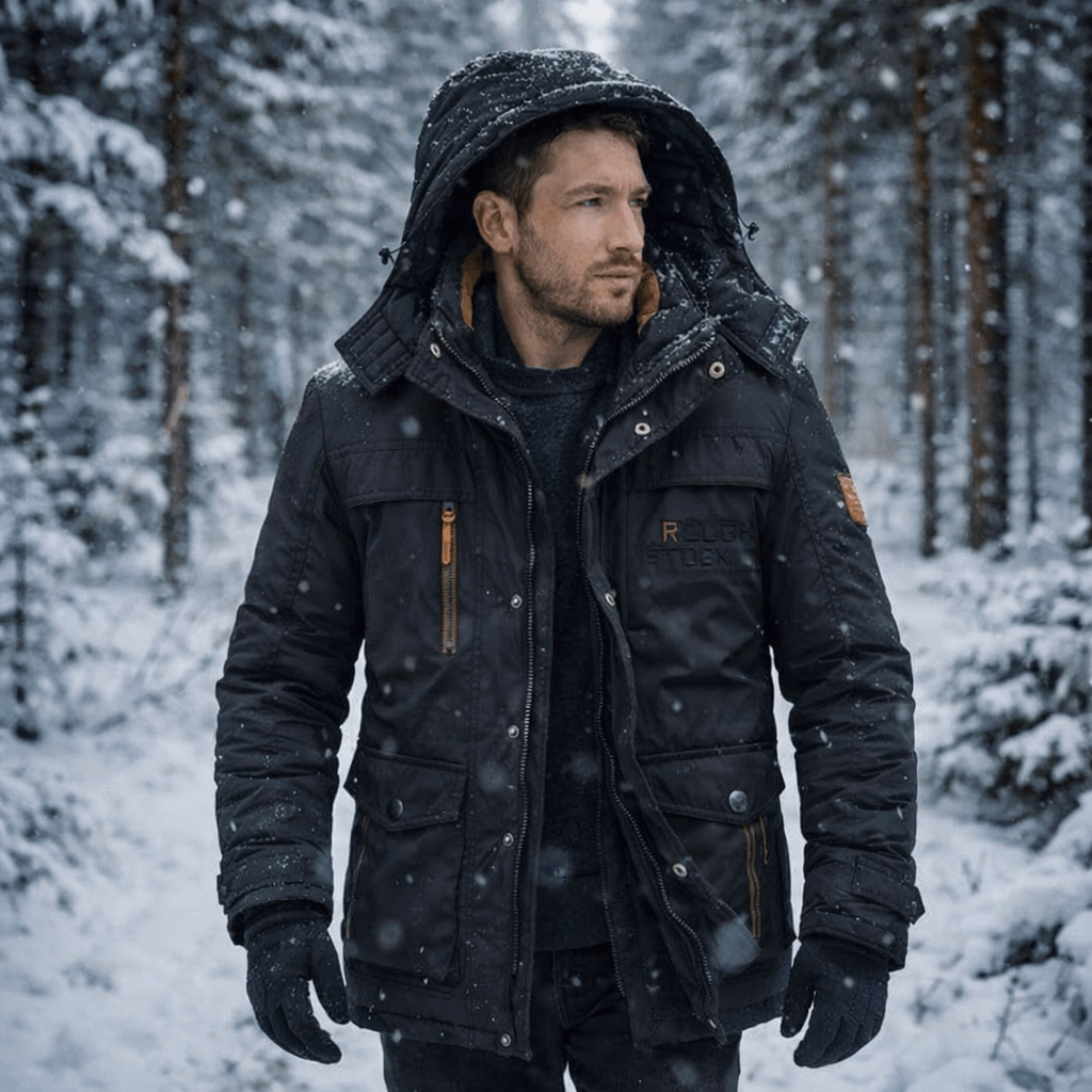 Herren Jacke mit Fleece-Innenfutter und Abnehmbarer Kapuze - J&B - 10 - Annoboutique