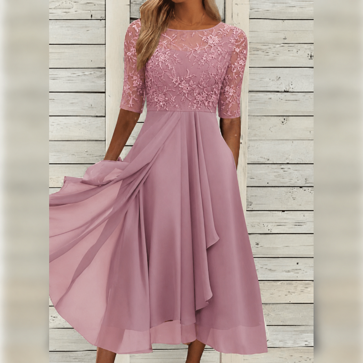 Sophie – Feminines Midikleid mit zarter Spitze