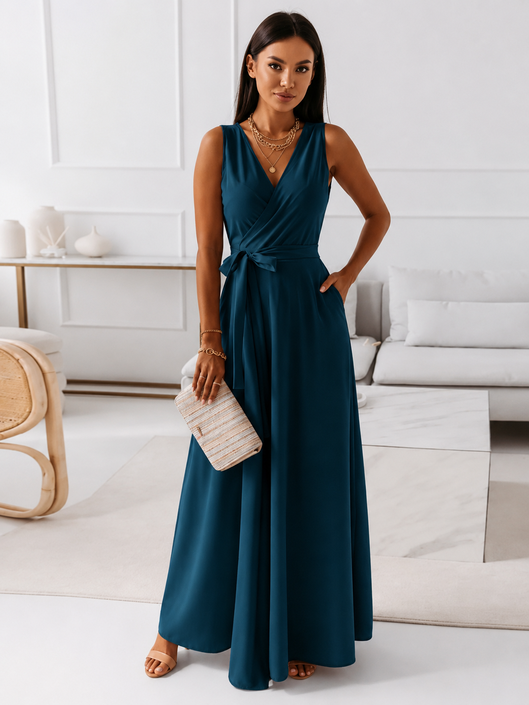Elegantes Wickel-Maxikleid – Bild 1