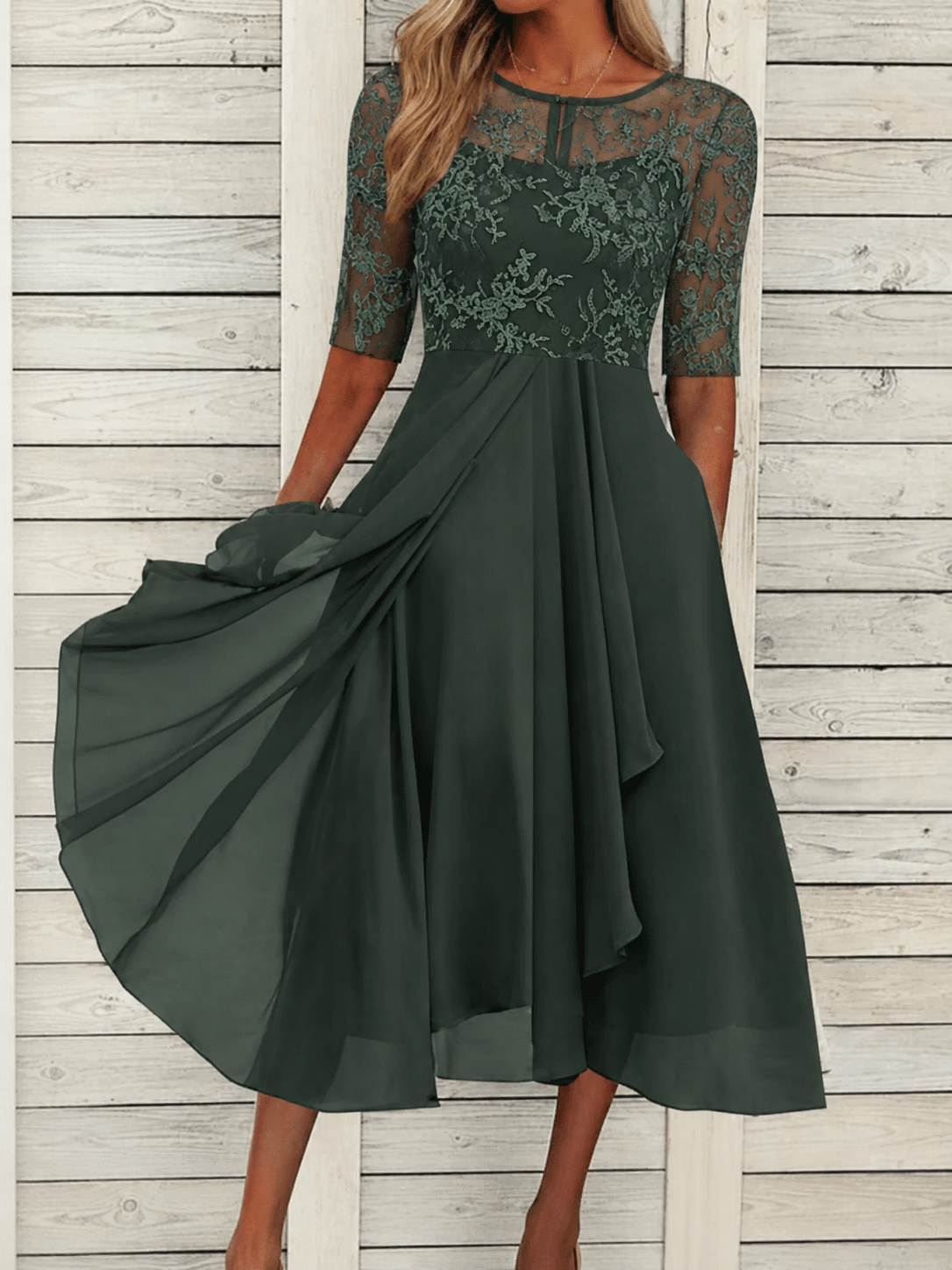 Sophie – Feminines Midikleid mit zarter Spitze