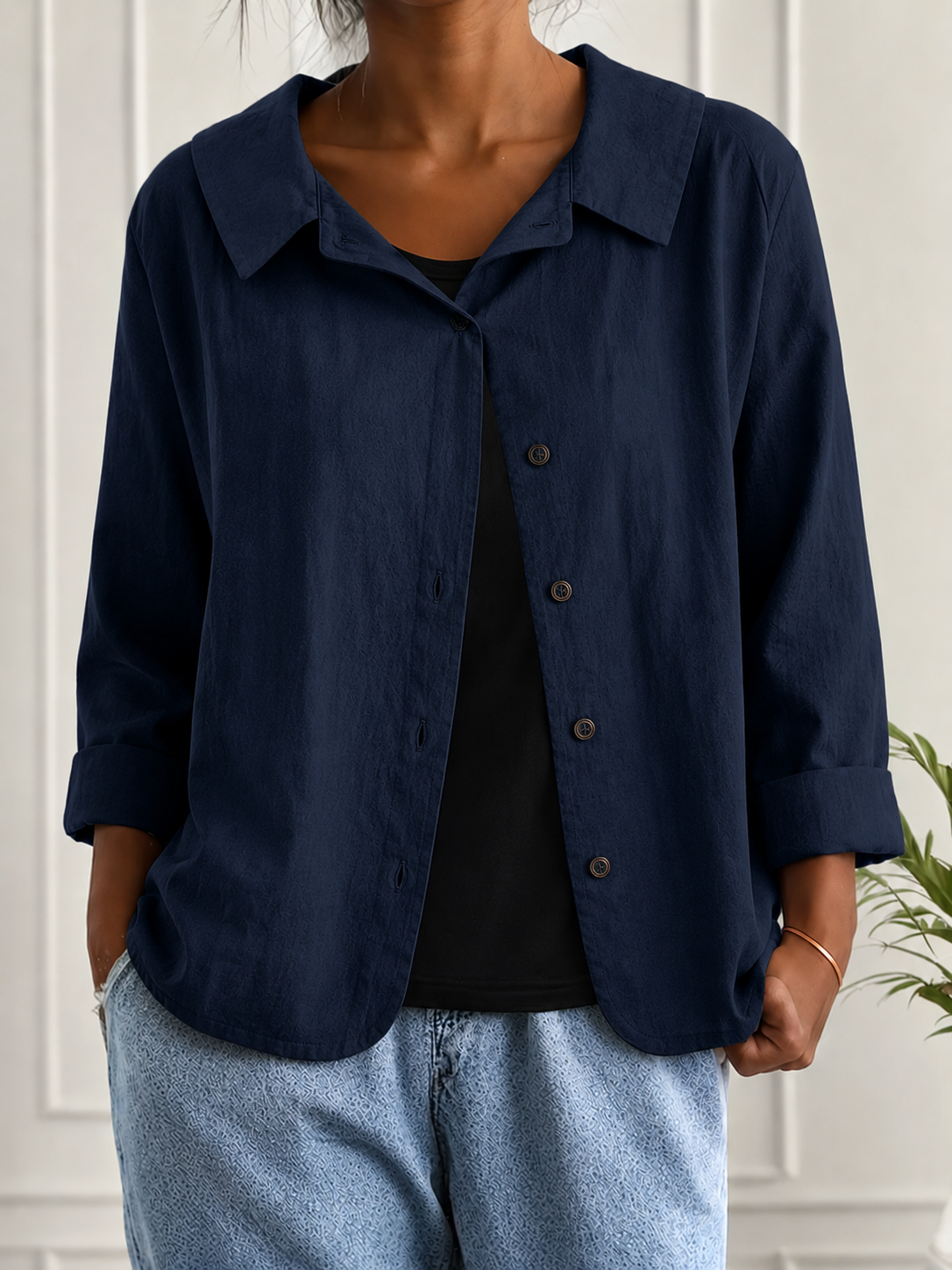Damenjacke mit lässigem Schnitt und praktischen Knöpfen - 2 - Annoboutique