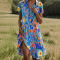 Amelie – Damen Sommerkleid mit floralem Muster und V-Ausschnitt
