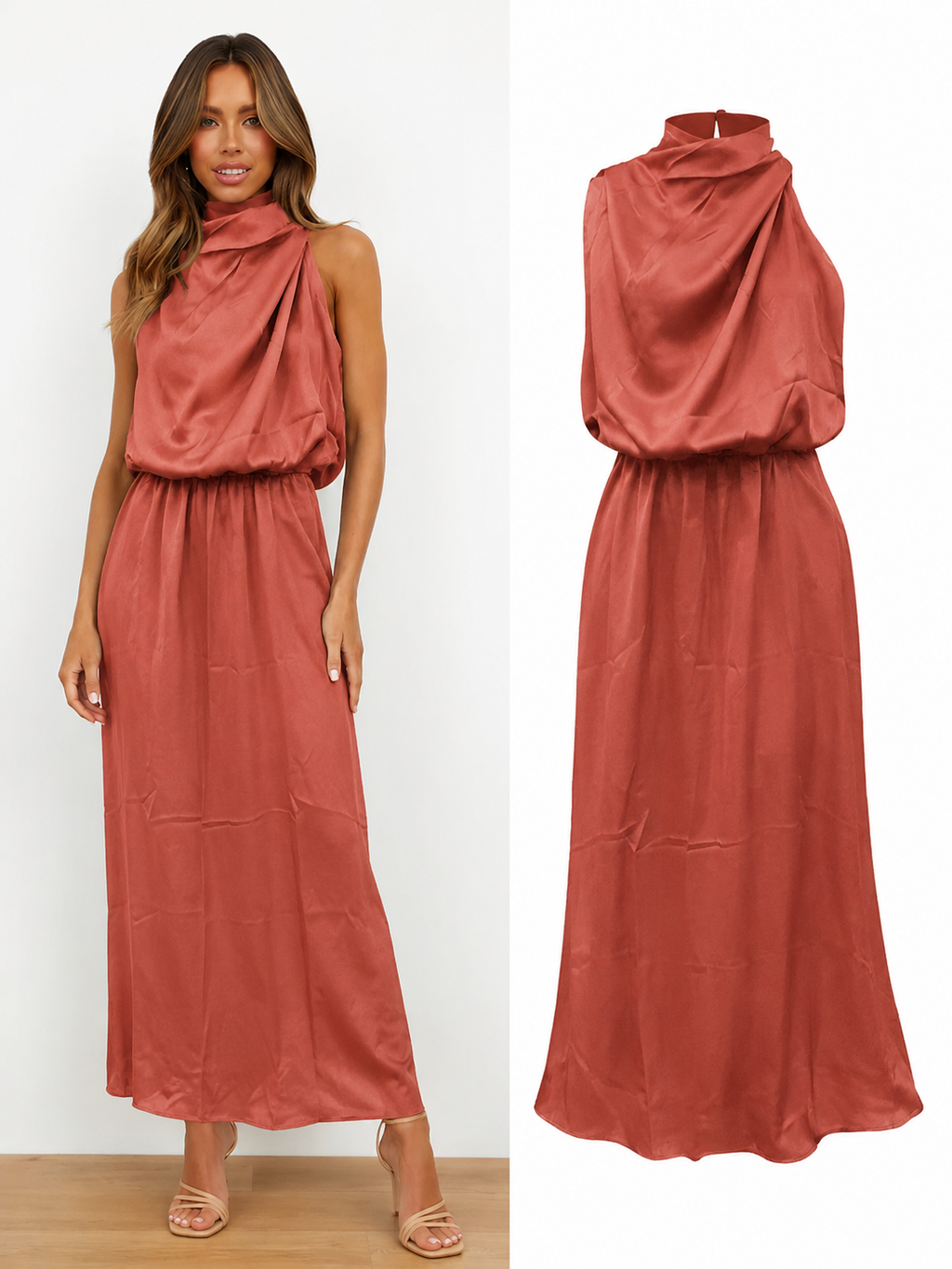Elena - Damen Satin Abendkleid stilvoll
