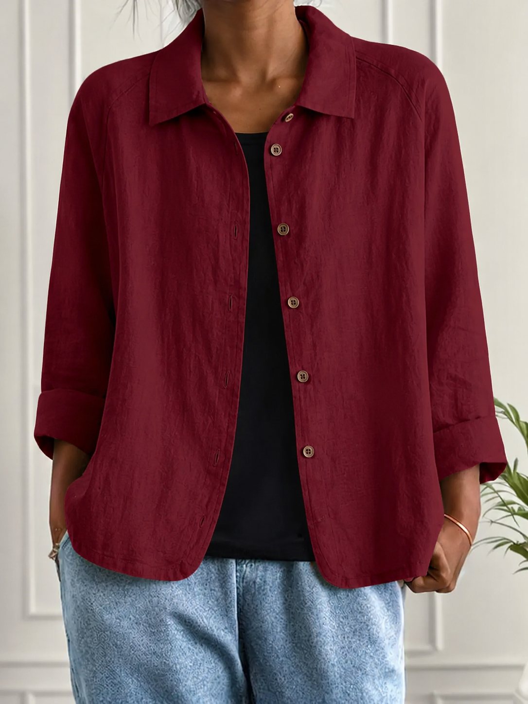 Damenjacke mit lässigem Schnitt und praktischen Knöpfen - 28 - Annoboutique
