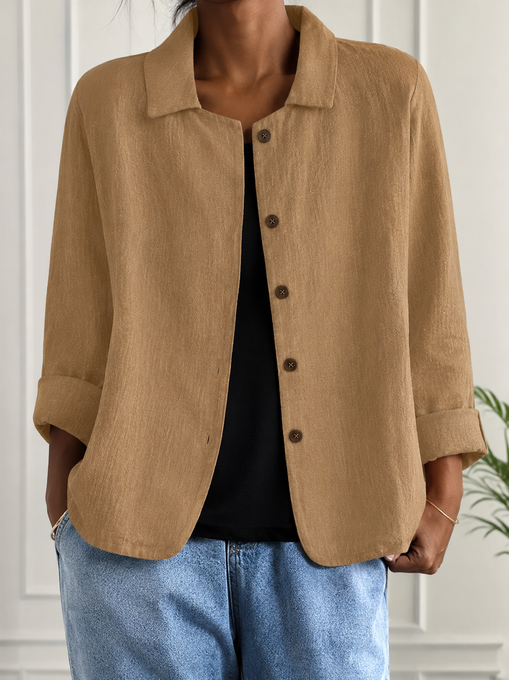 Damenjacke mit lässigem Schnitt und praktischen Knöpfen - 26 - Annoboutique