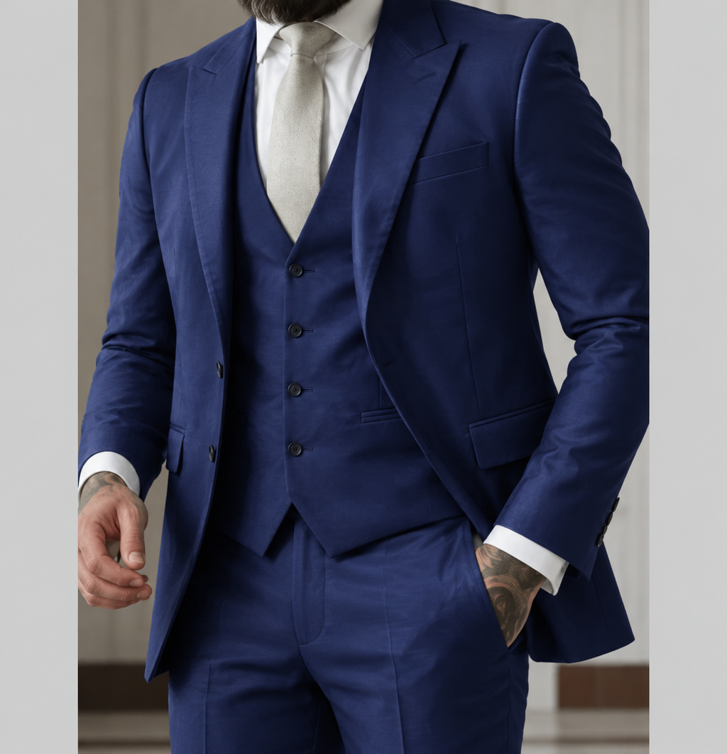 Eleganter Slim Fit Herren Dreiteiler Anzug