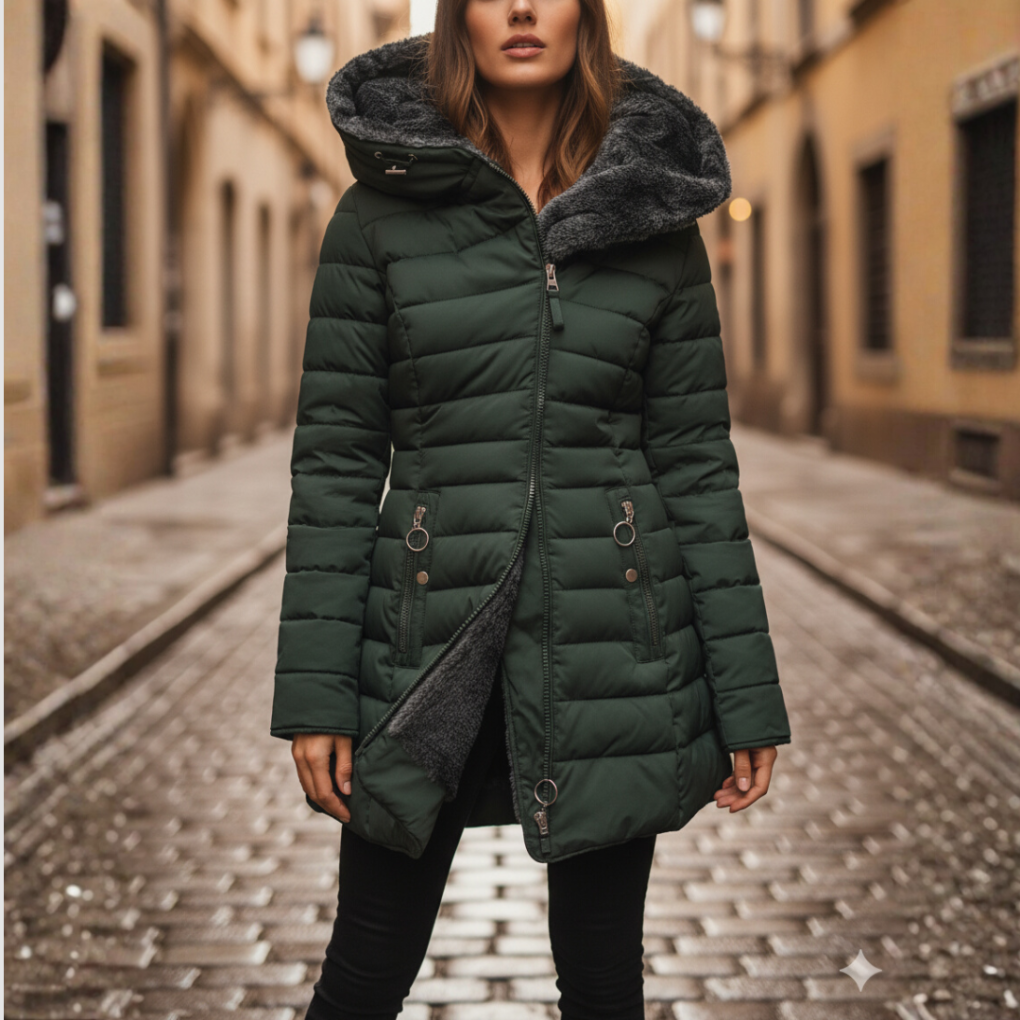 Elegante Damen Winterjacke mit Kapuze im modernen Steppstil - J&B - 3 - Annoboutique