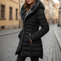 Elegante Damen Winterjacke mit Kapuze im modernen Steppstil - J&B - 1 - Annoboutique