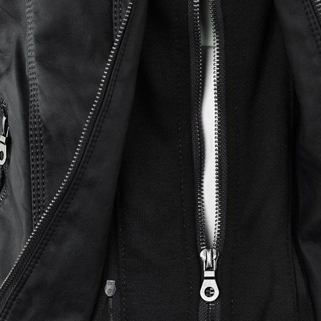Nora – Damenjacke mit Reißverschluss und Kapuze im Biker-Stil