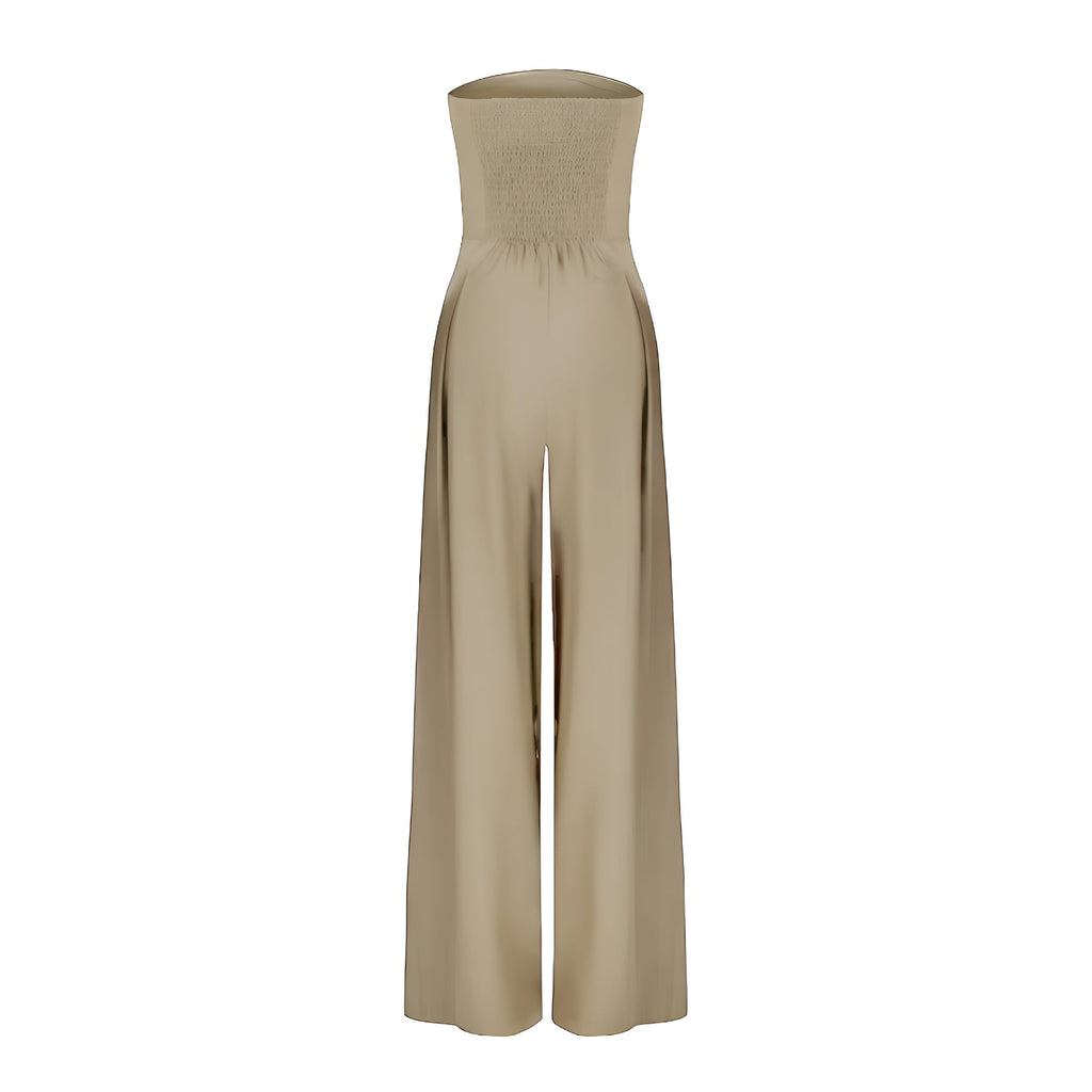 Eleganter Jumpsuit ohne Träger für Damen mit weitem Bein und praktischen Taschen - J&B - 4 - Annoboutique
