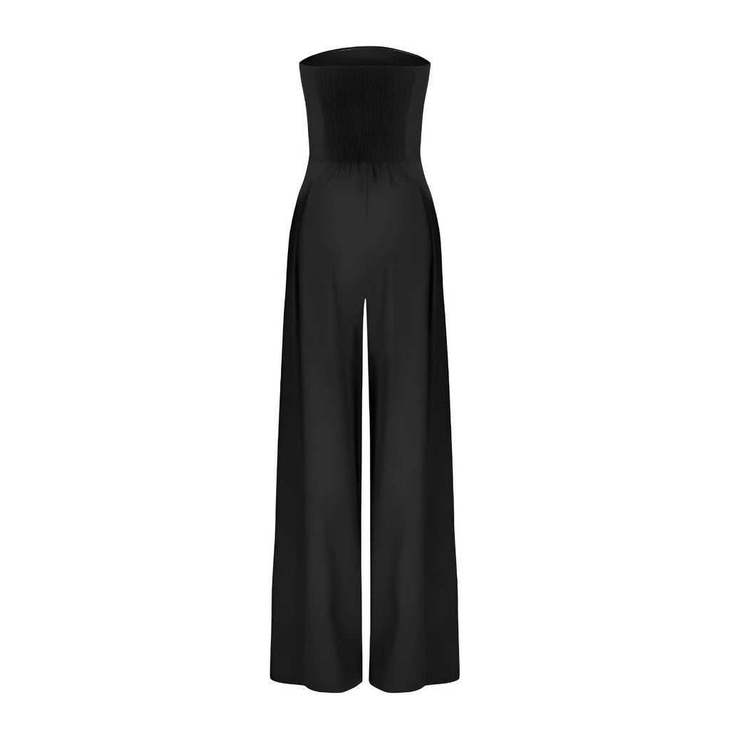 Eleganter Jumpsuit ohne Träger für Damen mit weitem Bein und praktischen Taschen - J&B - 6 - Annoboutique