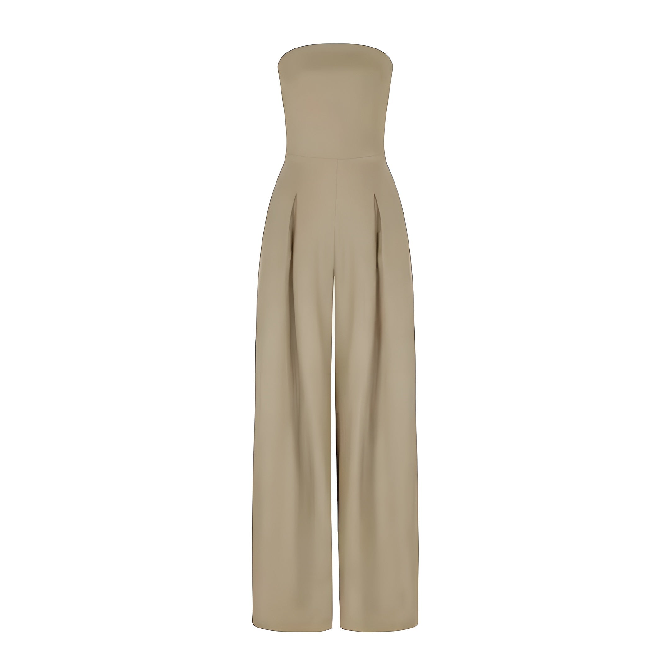 Eleganter Jumpsuit ohne Träger für Damen mit weitem Bein und praktischen Taschen - J&B - 5 - Annoboutique