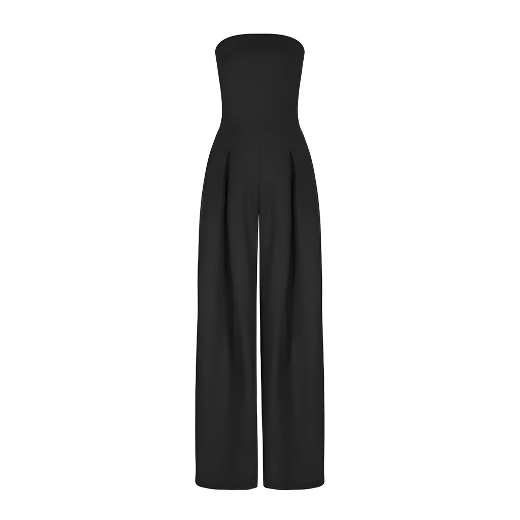 Eleganter Jumpsuit ohne Träger für Damen mit weitem Bein und praktischen Taschen - J&B - 7 - Annoboutique