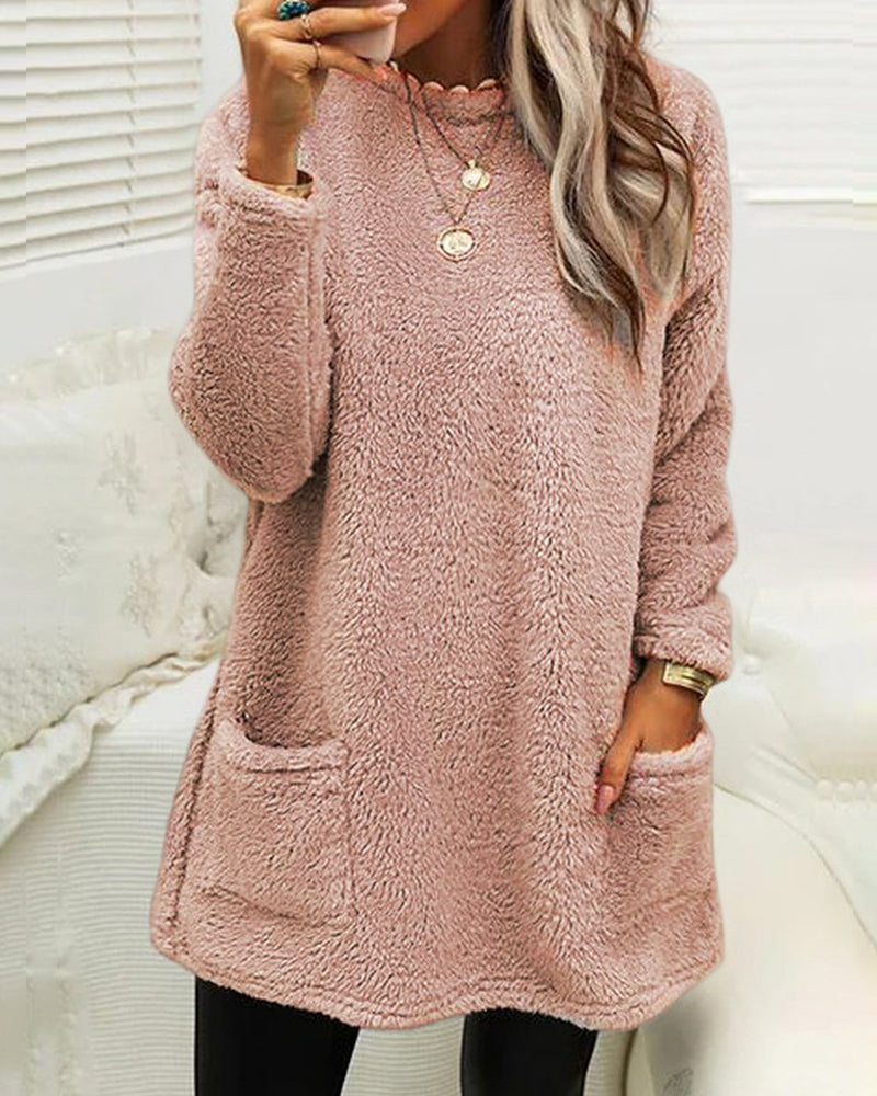 Sofia-Lou - Damenpullover mit Taschen und Rundhalsausschnitt