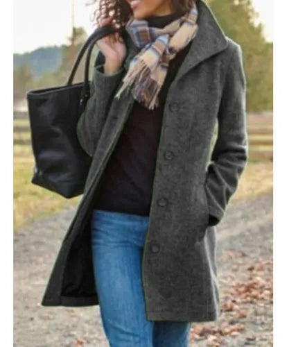 Sofia - Damen Wintermantel braun Woll mantel elegant casual