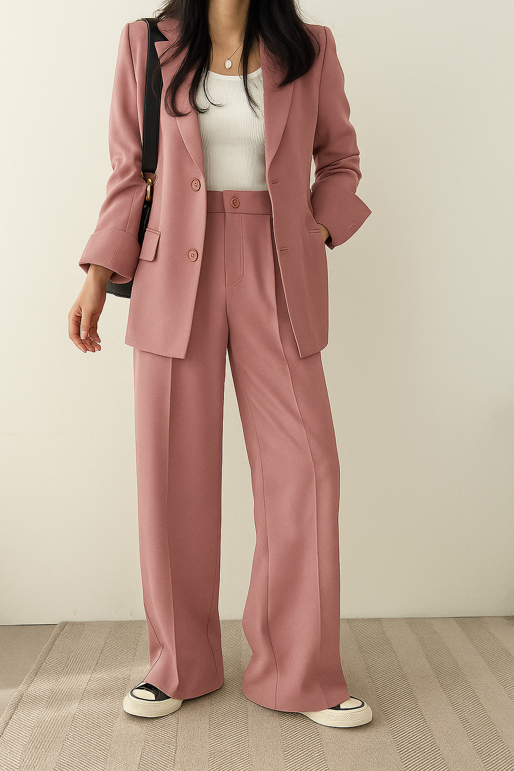 Elegantes Damen-Set mit figurbetontem Blazer und lässigen Weithosen - J&B - 2 - Annoboutique