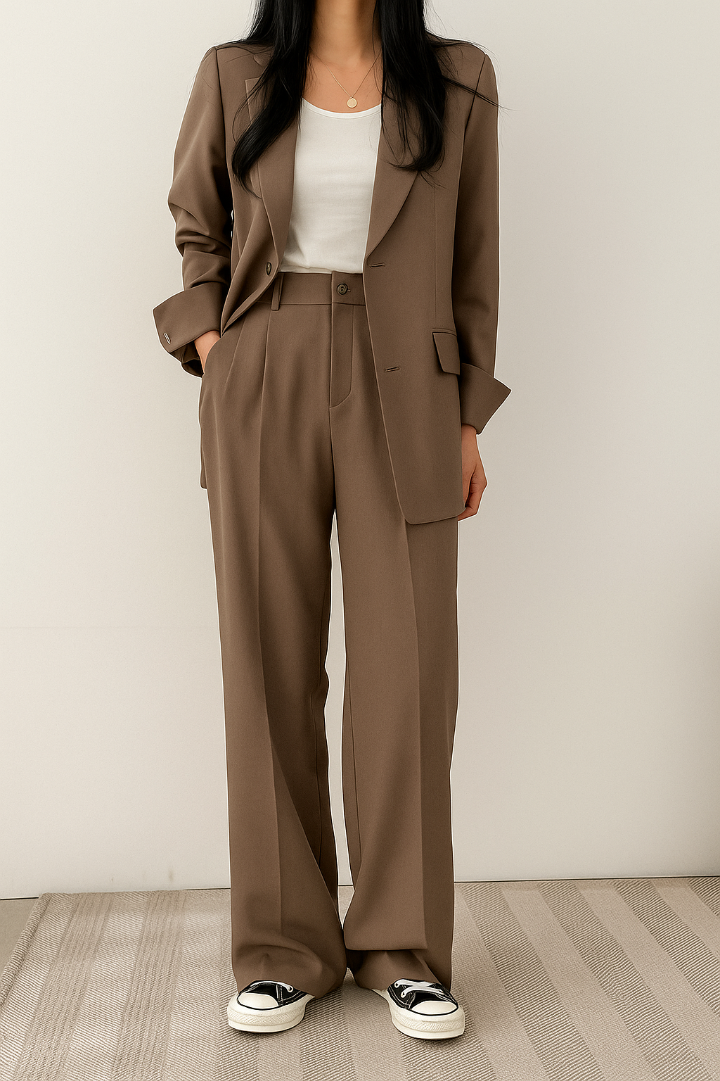 Elegantes Damen-Set mit figurbetontem Blazer und lässigen Weithosen - J&B - 3 - Annoboutique