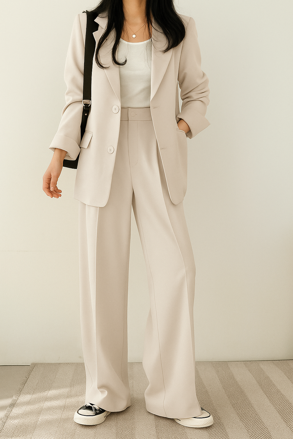 Elegantes Damen-Set mit figurbetontem Blazer und lässigen Weithosen - J&B - 4 - Annoboutique