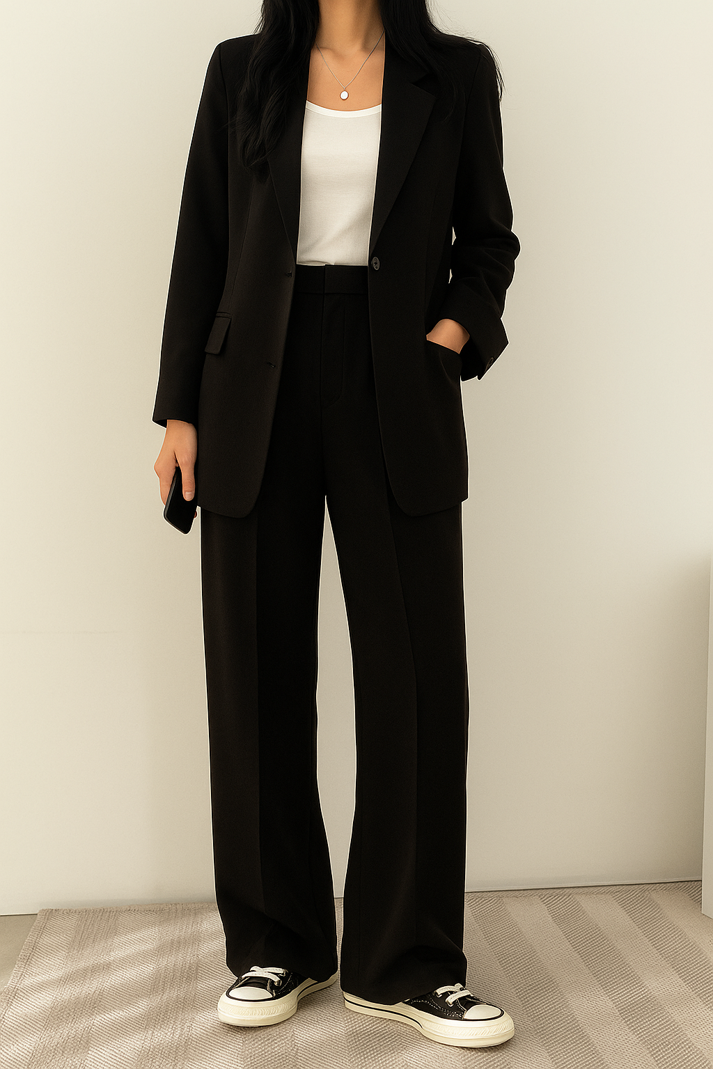 Elegantes Damen-Set mit figurbetontem Blazer und lässigen Weithosen - J&B - 5 - Annoboutique