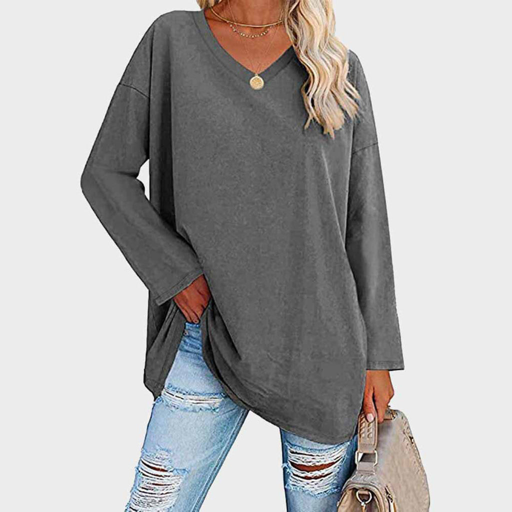 Mira – Damen Longshirt mit V-Ausschnitt