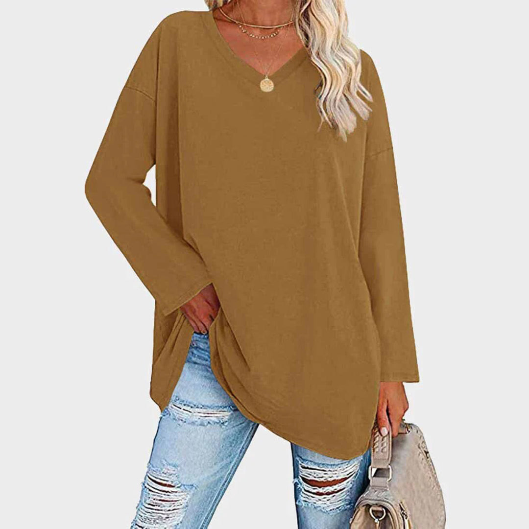 Mira – Damen Longshirt mit V-Ausschnitt