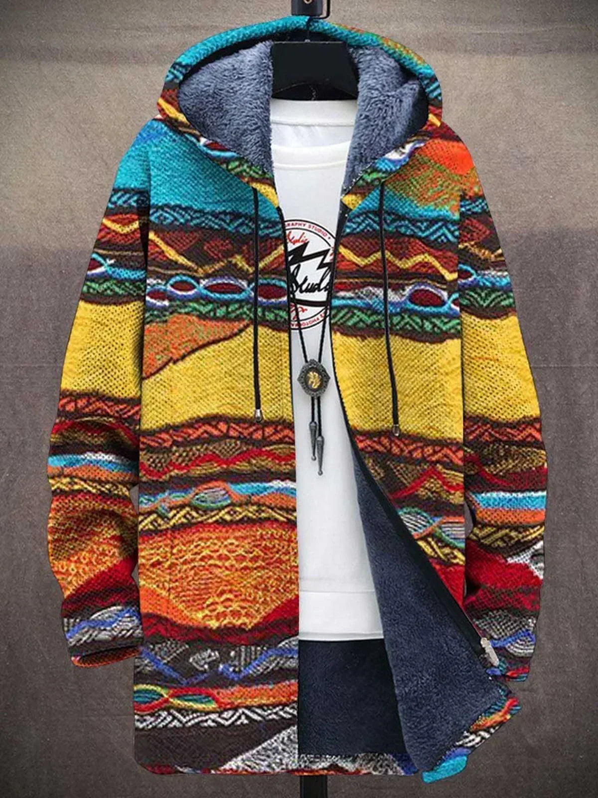 Filip – Herren-Fleecejacke mit Modernem Boho-Muster
