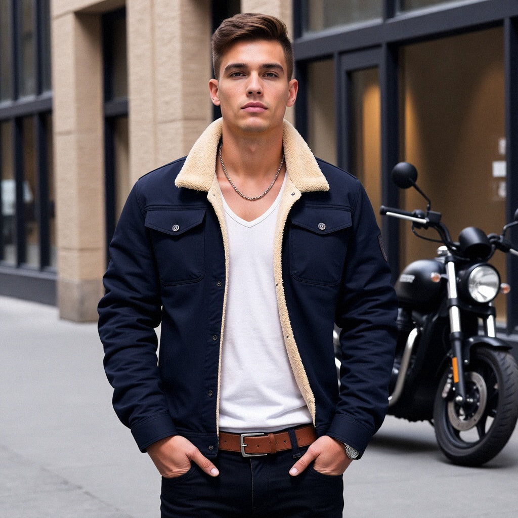 Jonas - Herren Winterjacke mit Teddykragen