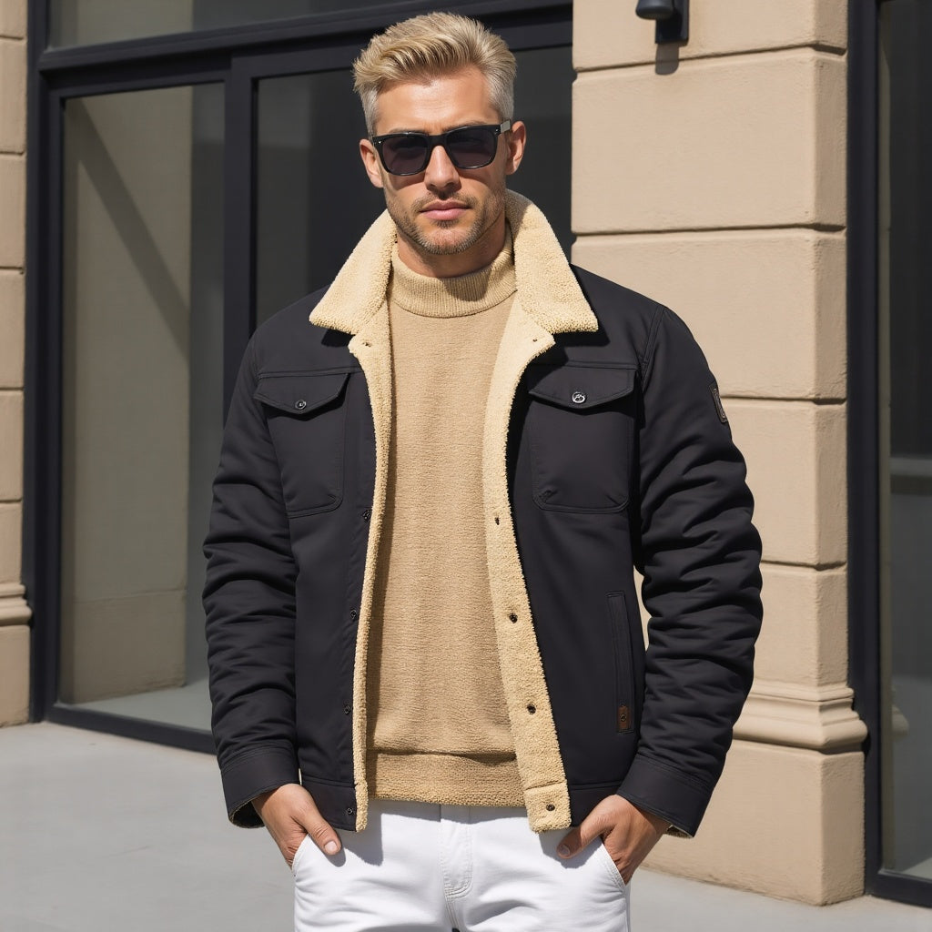 Jonas - Herren Winterjacke mit Teddykragen
