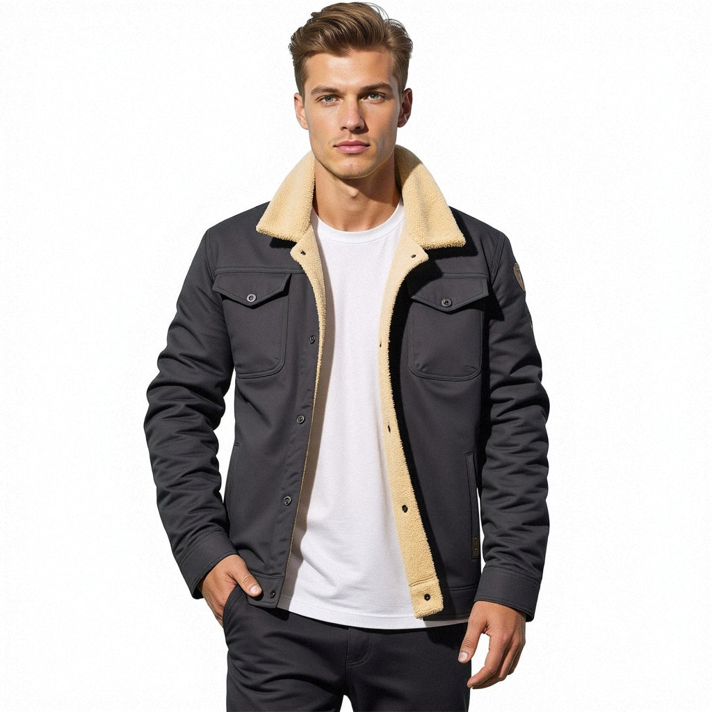 Jonas - Herren Winterjacke mit Teddykragen