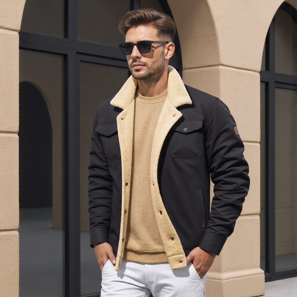 Jonas - Herren Winterjacke mit Teddykragen