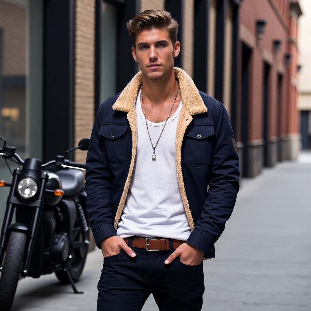 Jonas - Herren Winterjacke mit Teddykragen