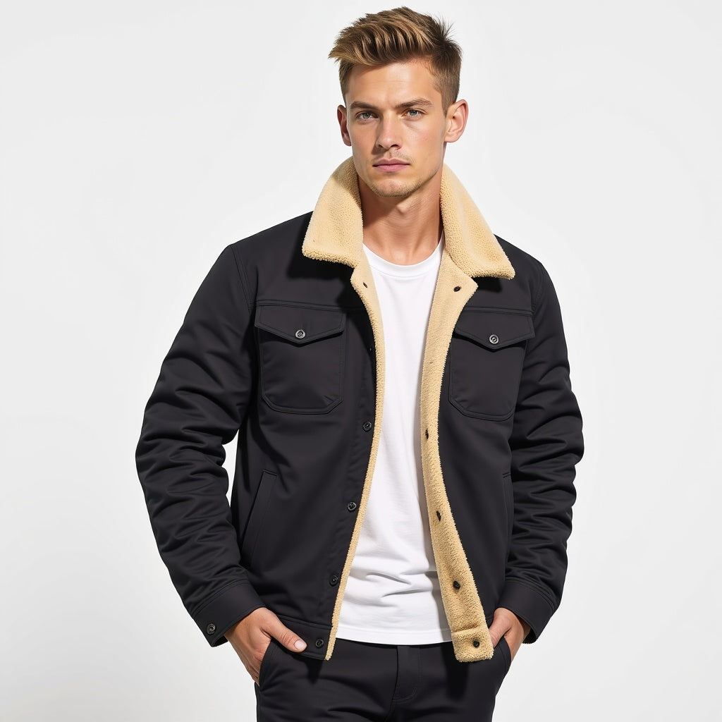 Jonas - Herren Winterjacke mit Teddykragen