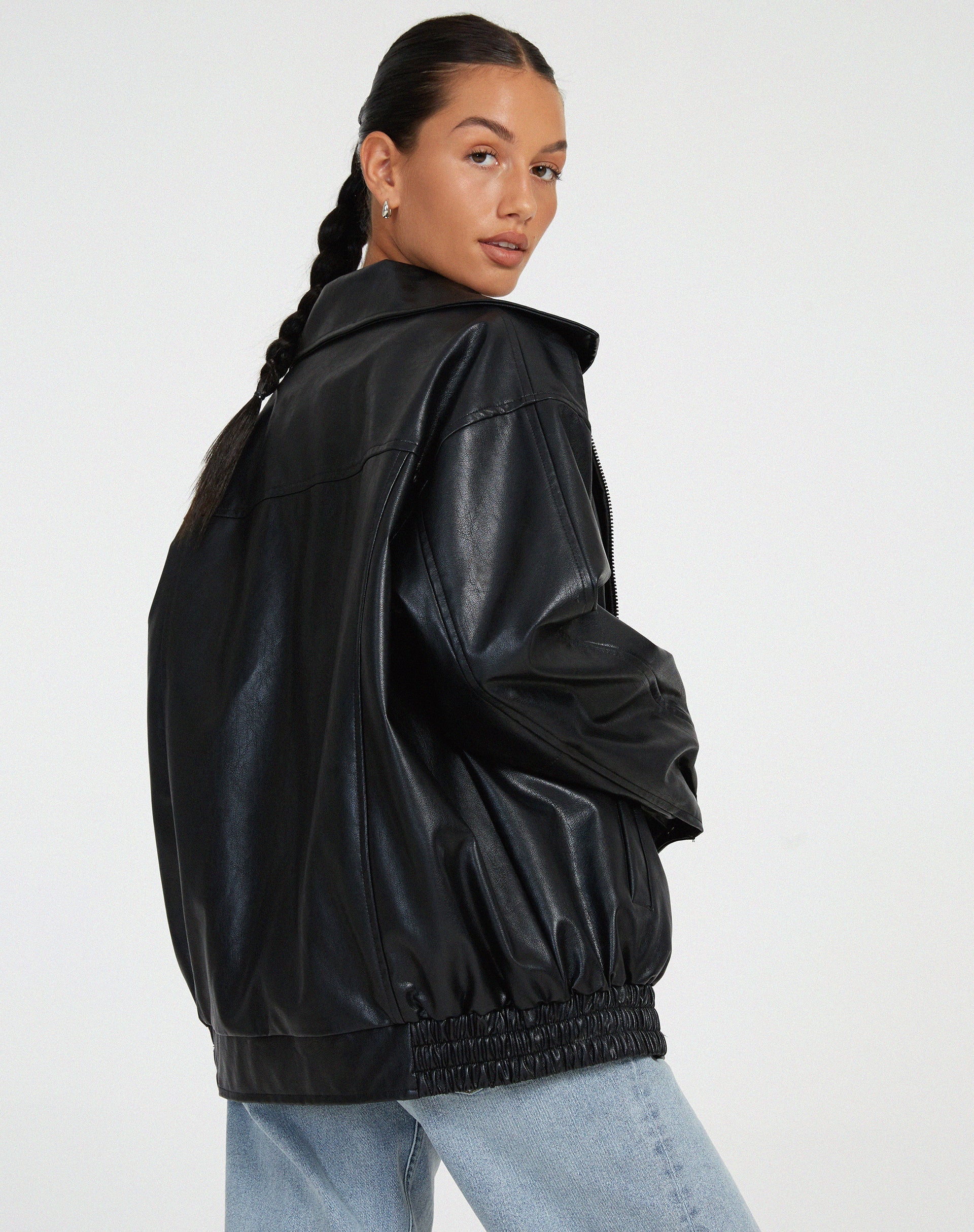 Leonie – Kunstleder Jacke Damen Oversize
