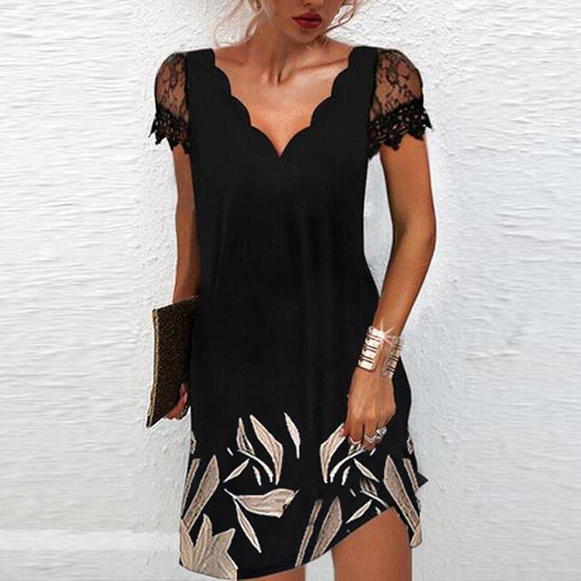 Samira - Damen Kleid elegant mit Spitzenärmeln
