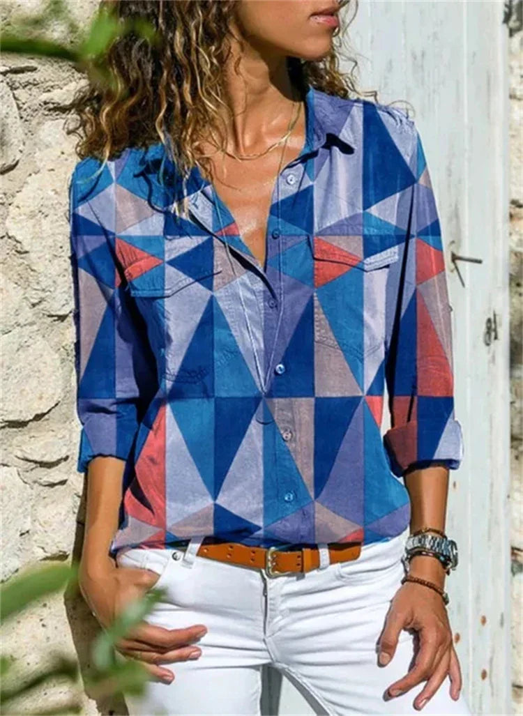Lina – Stylische Damenbluse mit modernem Muster