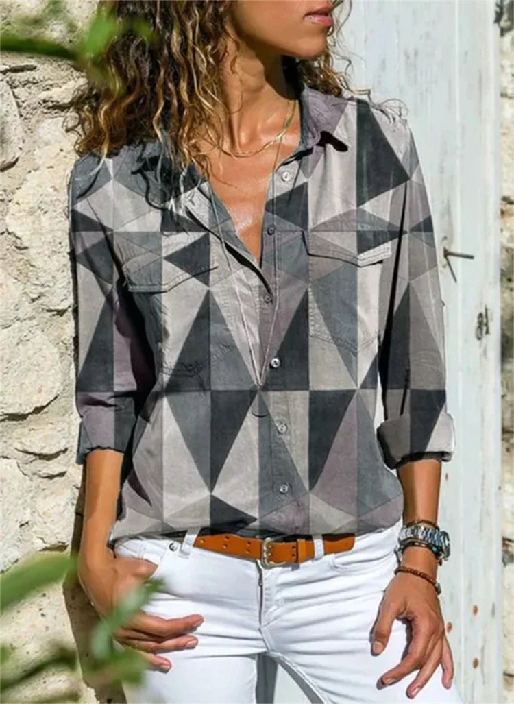 Lina – Stylische Damenbluse mit modernem Muster
