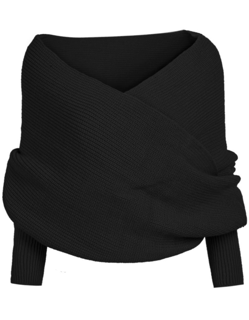 Elena – Damen Wickel-Strickpullover Mit Überkreuztem Ausschnitt