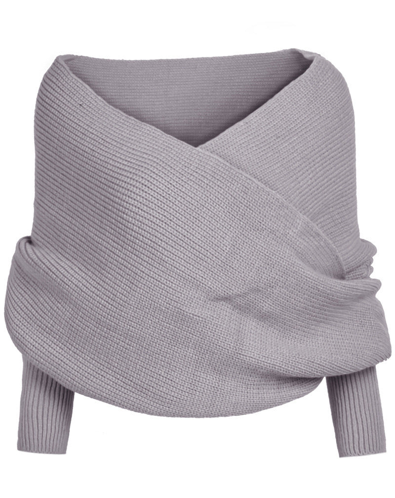 Elena – Damen Wickel-Strickpullover Mit Überkreuztem Ausschnitt