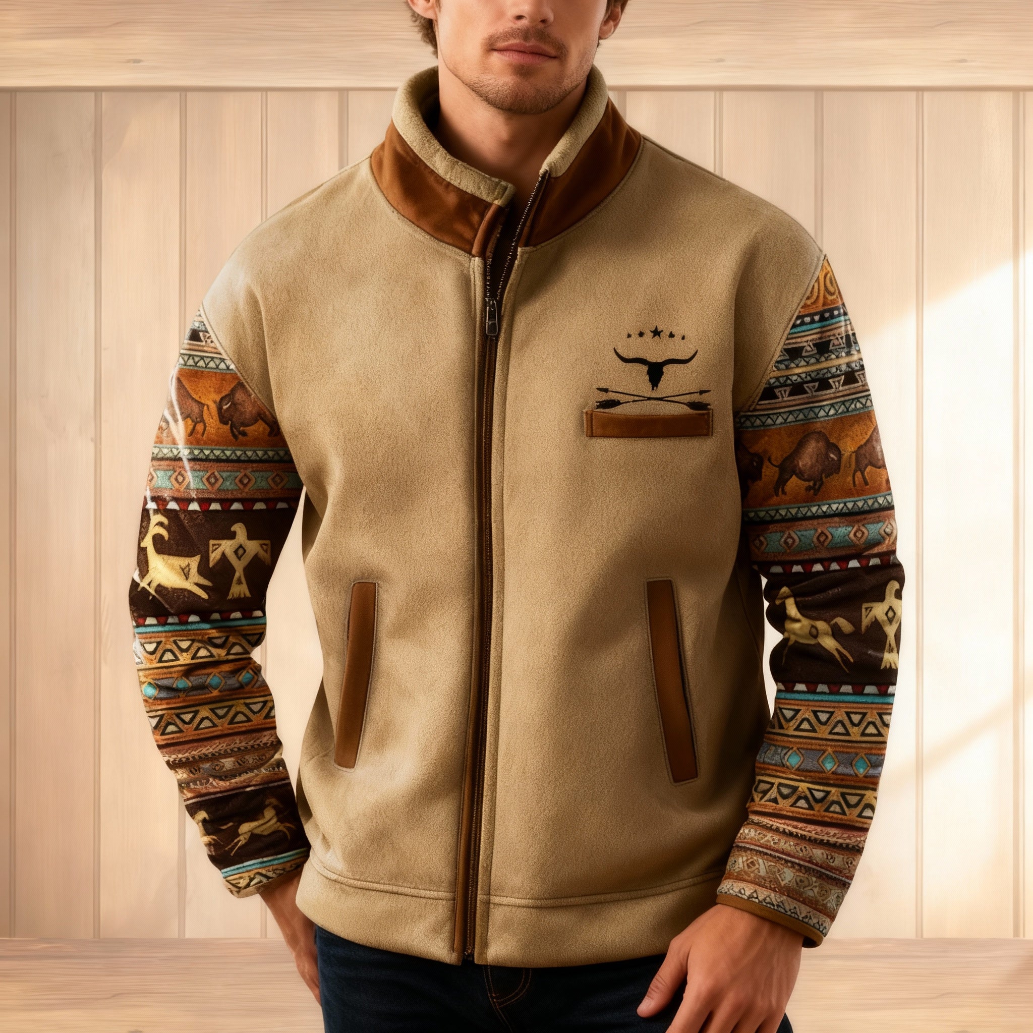 Dakota – Gefütterte Ethno-Fleecejacke Herren