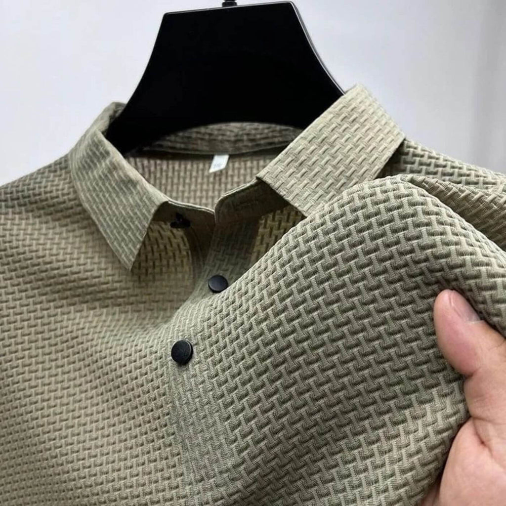 Oliver – Herren Struktur Strickpolo Mit Knopfleiste