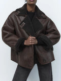 Amelia – Markante Damen Aviator Jacke mit Teddy-Futter